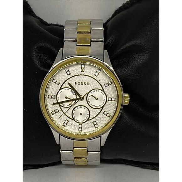 Fossil BQ1564 Unisex Two Tone Stainless Steel Analog Silver Dial Watch XX523 - Picture 3 of 12